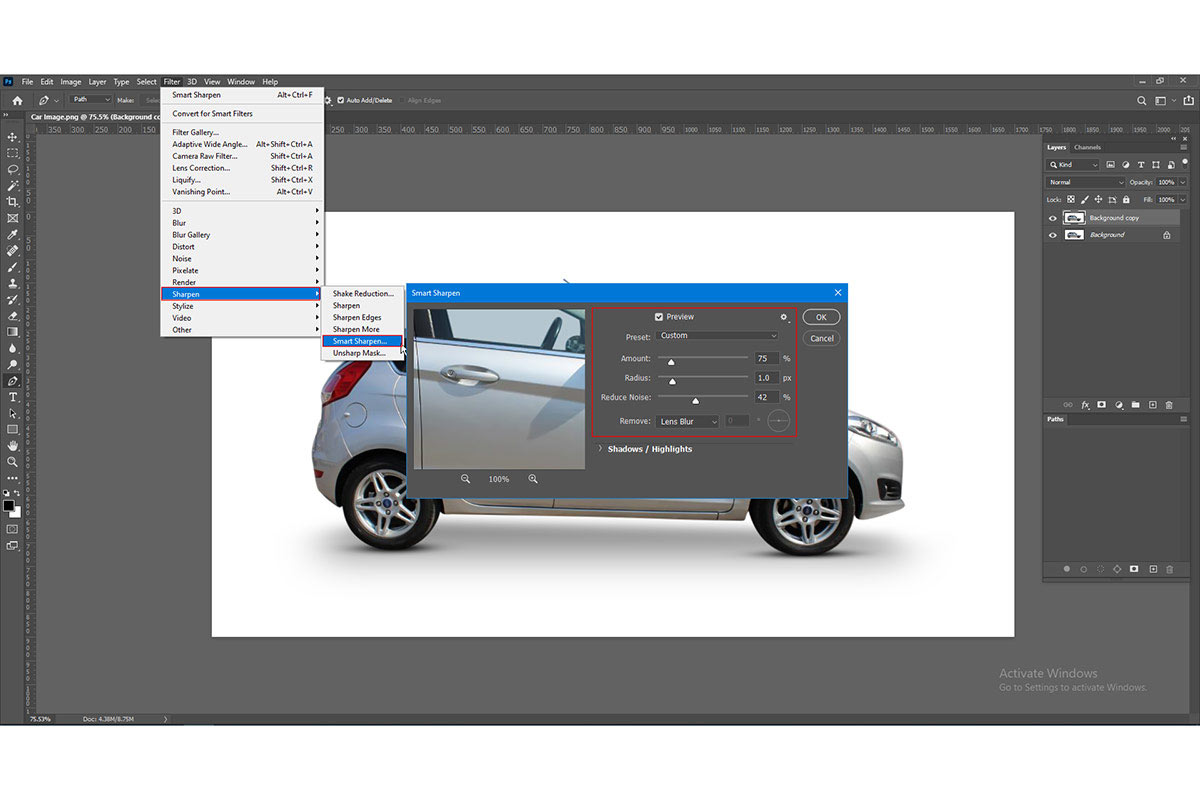 Step 6 Image size and check if it still contains blurriness